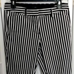 Black‎ White Stripe Ankle Pants Women's Business Casual Dress Trousers